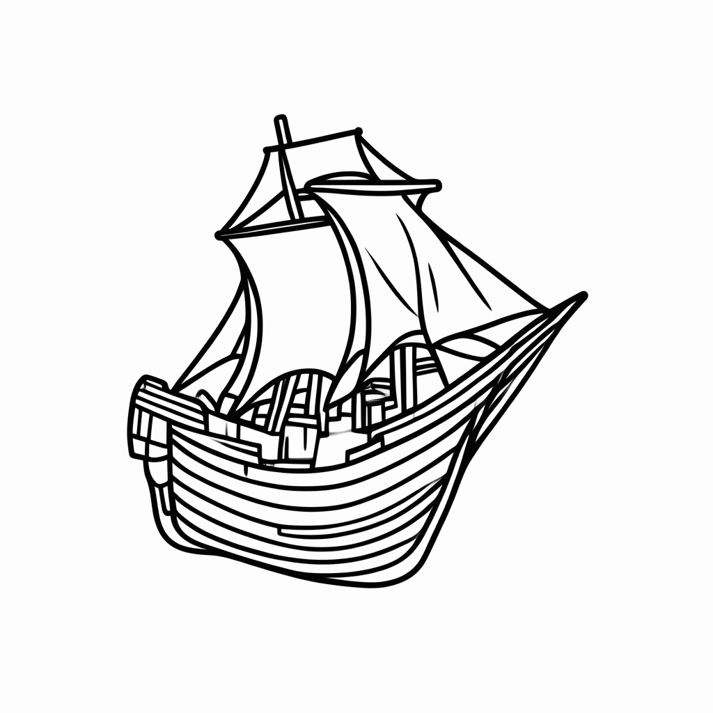 Desenho de Navio Drakkar Vela para colorir e imprimir grátis em folha A4