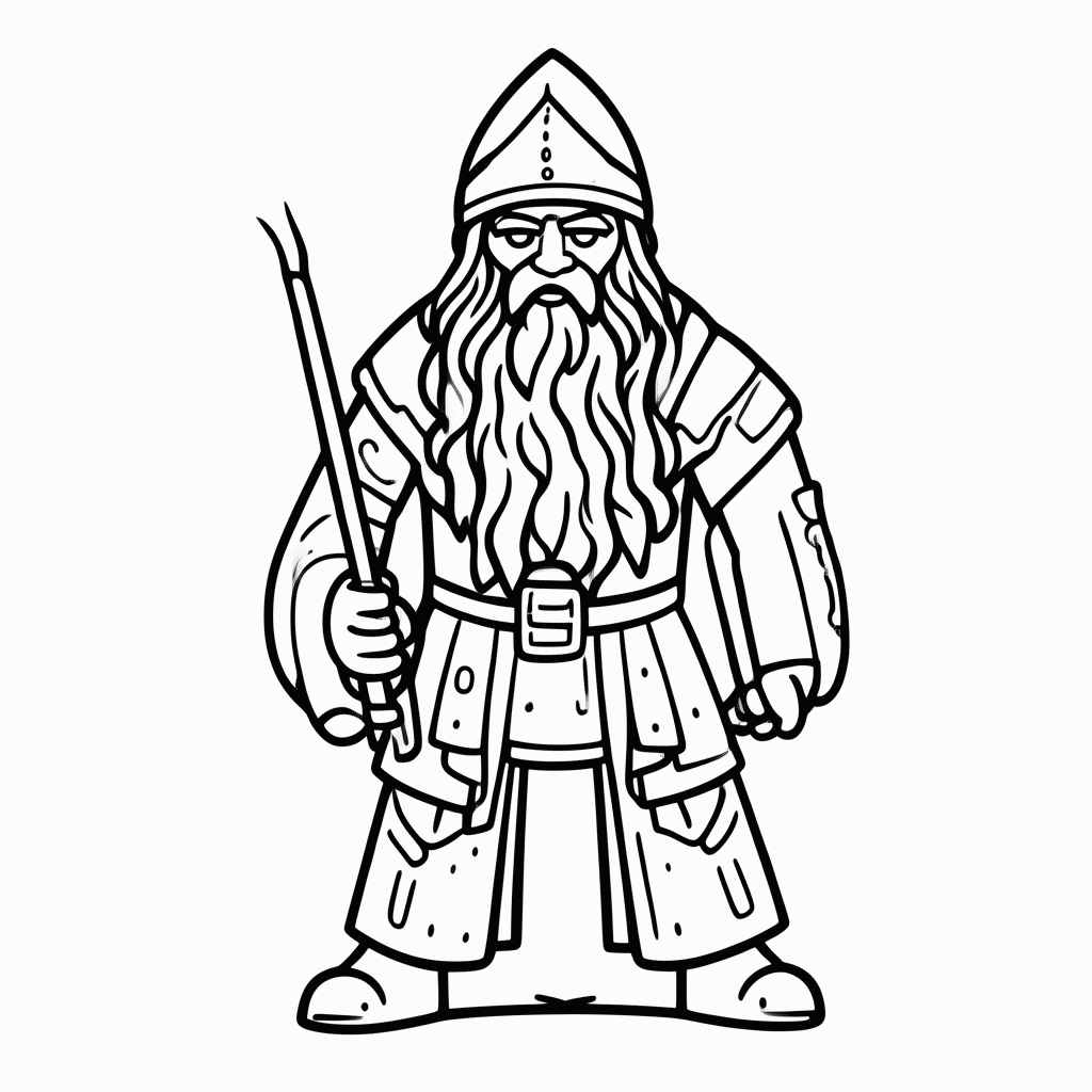 Desenho de Odin Com Corvo para colorir e imprimir grátis em folha A4