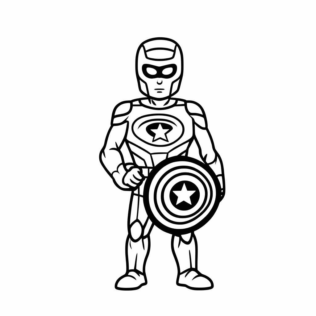 Desenho de Capitao America Escudo para colorir e imprimir grátis em folha A4