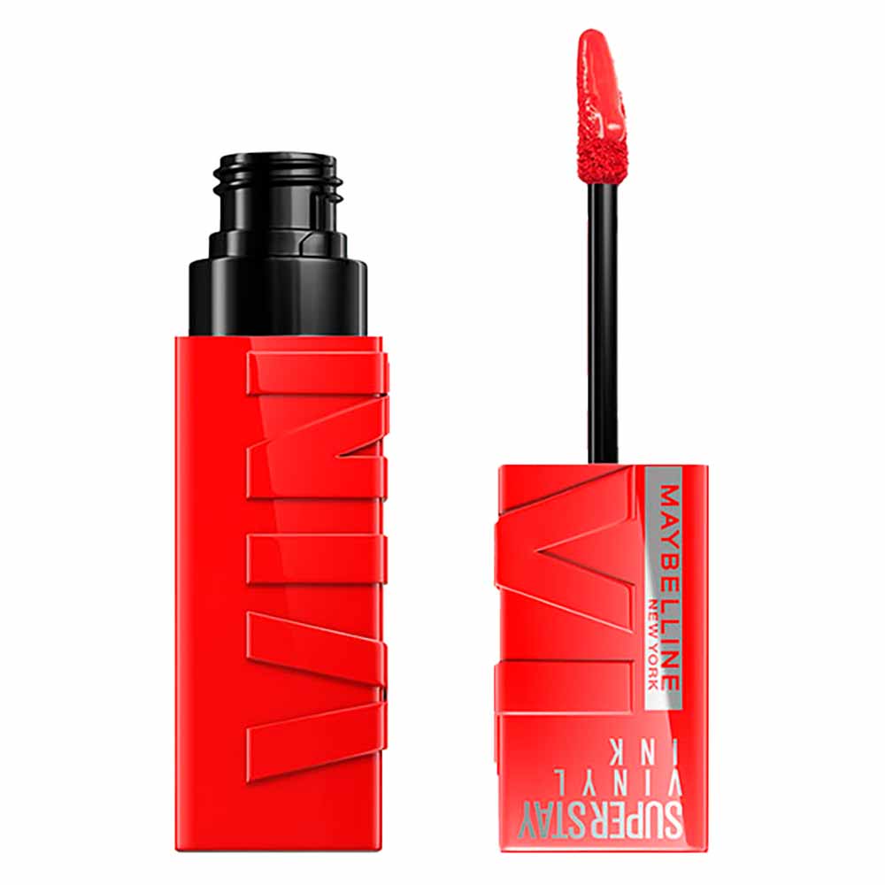 Batom Líquido Longa Duração Efeito Gloss Acabamento Espelhado Maybelline SuperStay Vinyl Ink 4.2ml Red- Hot