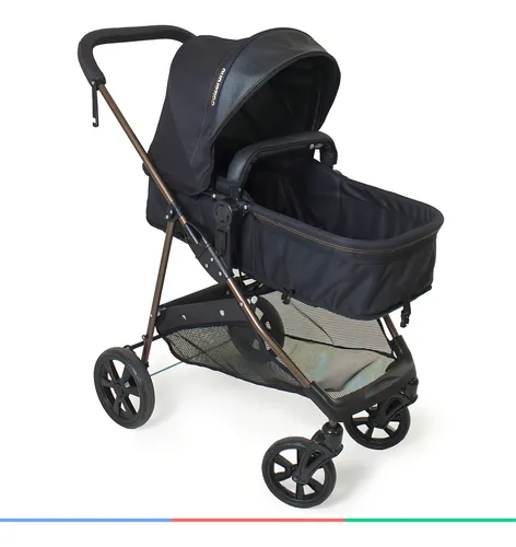 Carrinho De Bebê Passeio Berço Moisés Napoli Preto Galzerano