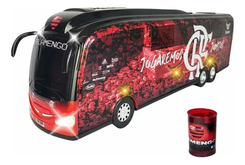Miniatura Onibus Flamengo Luzes Mp3 Som Bluetooth Usb Fm