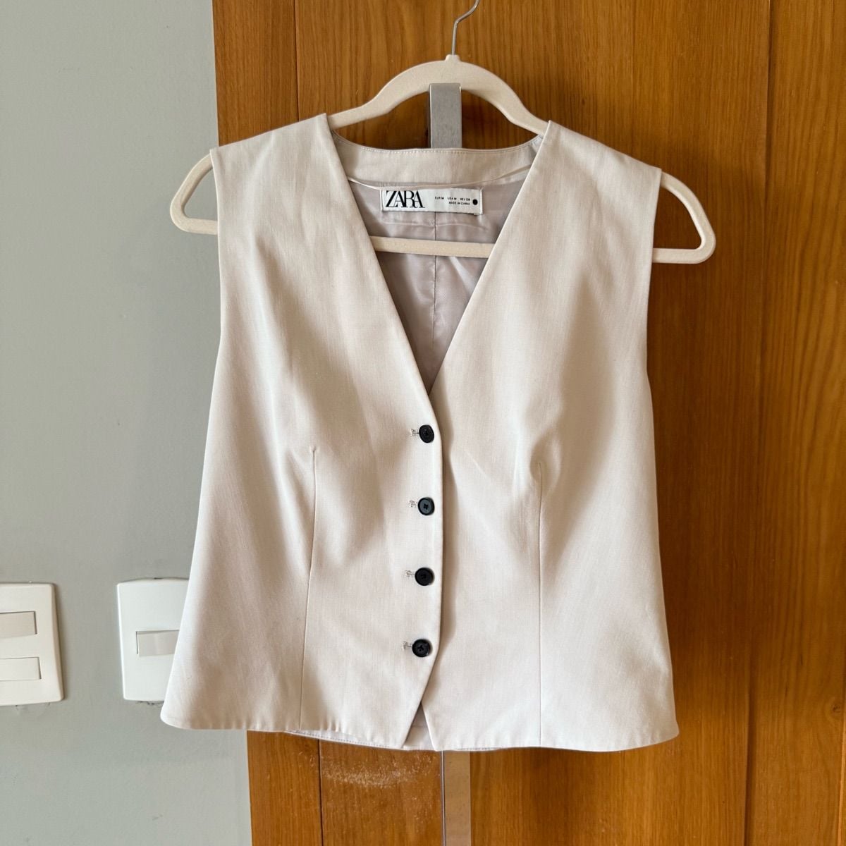 conjunto zara alfaiataria bege