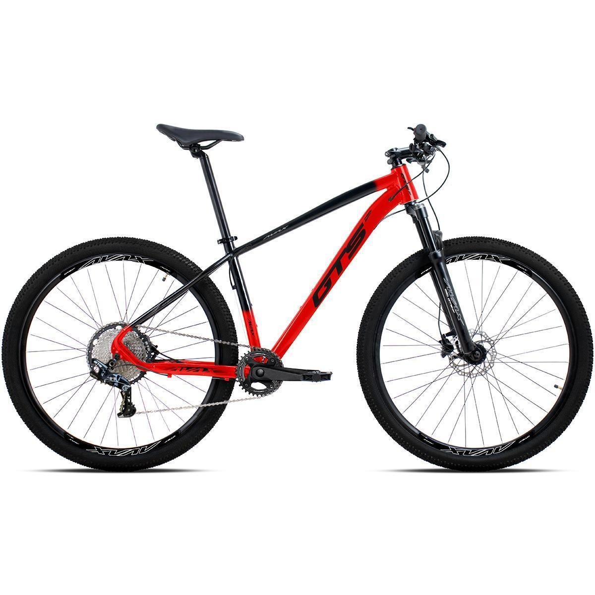 Bicicleta Aro 29 GTS FEEL AVAX Quadro em Aluminio 12 Marchas Freio a Disco Hidráulico - Preto+Vermelho