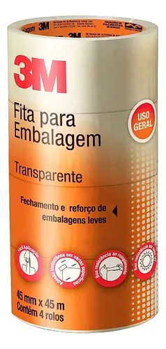 3M 301 fita adesiva embalagem transparente 48mm x 50m 4 unidades