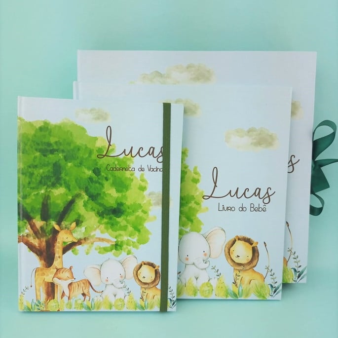 Livro do Bebê e Caderneta de Vacina Safari