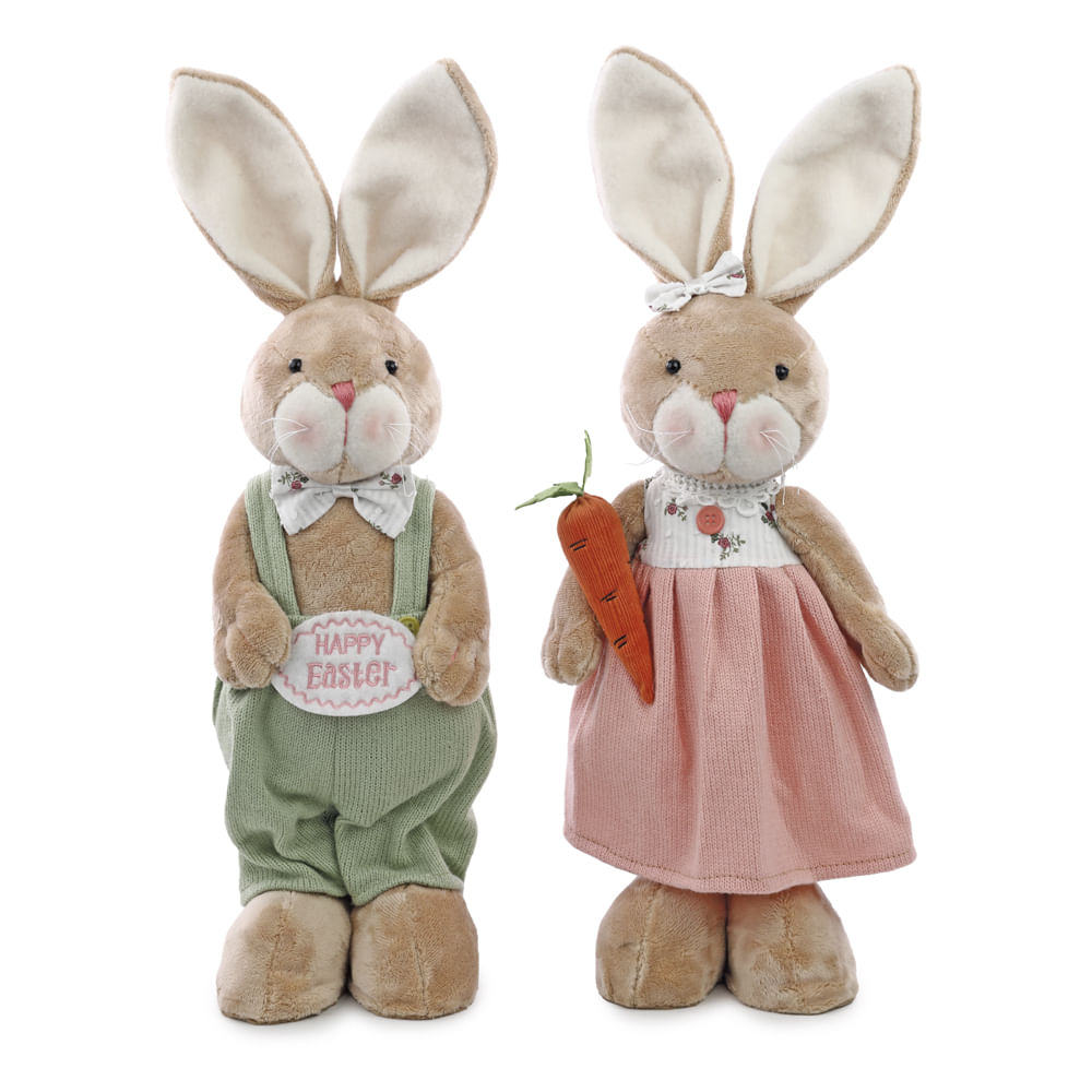 Enfeite Coelho Happy Easter ou Coelha com Cenoura Sortido 51x15x10cm 1066768 - Cromus Enfeite Coelho Happy Easter ou Coelha com Cenoura Sortido 51x15x10cm 1066768 - Cromus