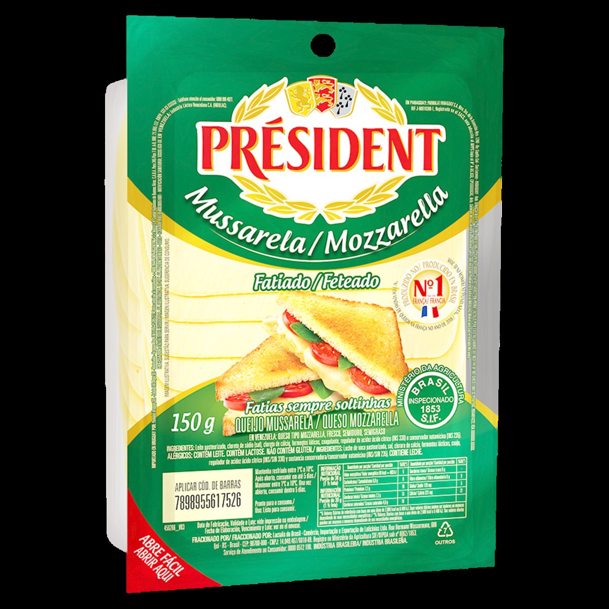 Queijo Mussarela Fatiado Président 150g