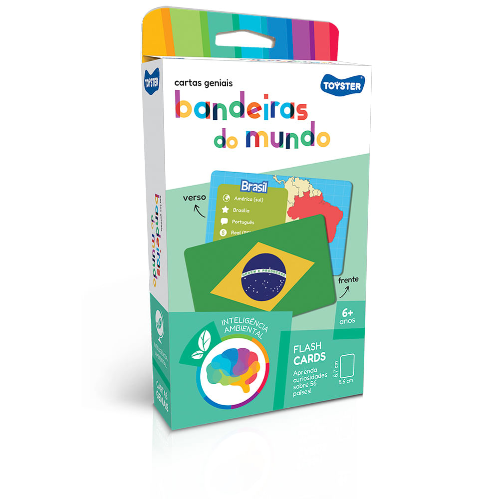 Jogo Educativo - Cartas Geniais - Bandeiras do Mundo - Toyster