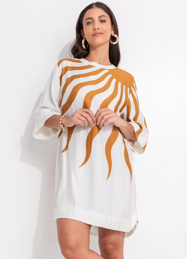 Farm - Vestido T-Shirt Solare Off White