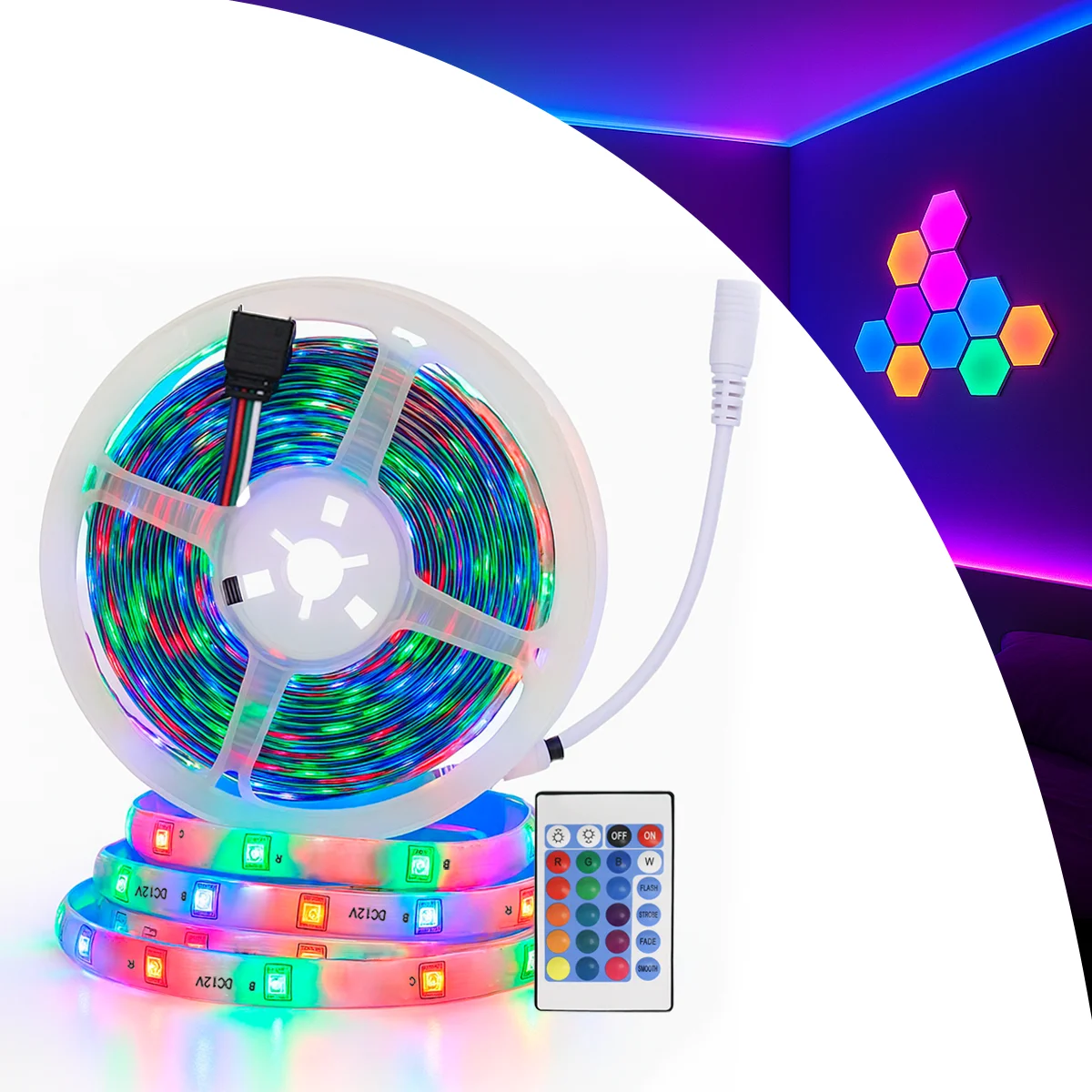 Fita Led 2835 5m Ip65 RGB Silicone + Controladora e Fonte