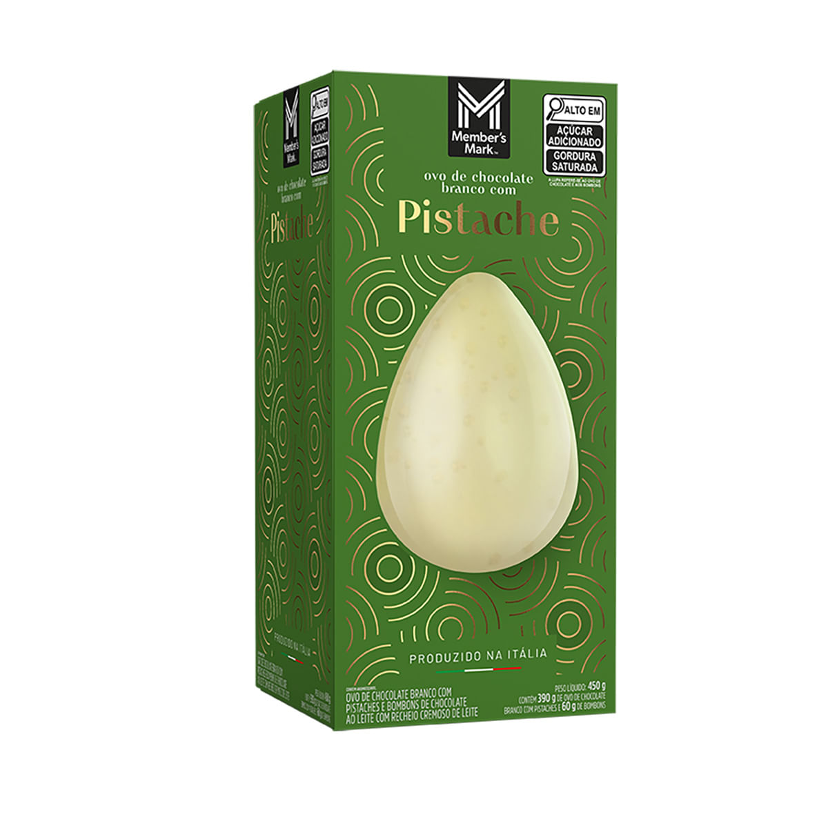 Ovo de Páscoa Pistache Branco Members Mark 450g