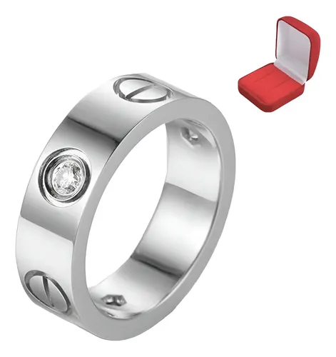 Anel Aliança Noivado Feminino Cristal Luxo Titânio