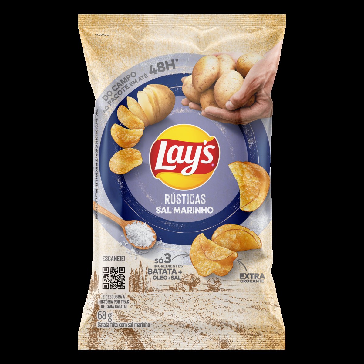 Batata Frita Lays Rústica Sal Marinho 68g