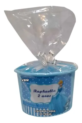 Balde De Pipoca Personalizado 1,5lt+embalagem Cinderela 10un