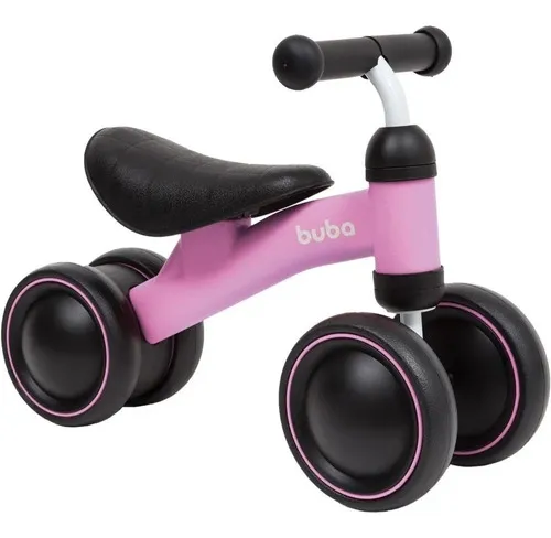 Bicicleta De Equilíbrio 4 Rodas Buba Infantil Sem Pedal Cor Rosa
