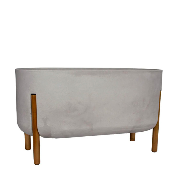 Jardineira Grande em Plástico 36x33x66cm Cimento Queimado Decore Japi