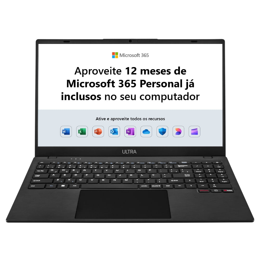 Notebook, Windows 11 Home, Tela 15,6 Pol HD, Celeron N4020C, Memória 4GB/128GB, Microsoft 365, Ultra - UB261