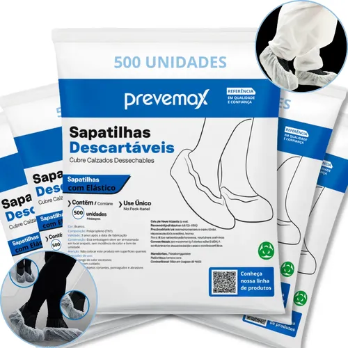 Kit 500 Sapatilha Propé Descartável Elástico Tnt Protetor