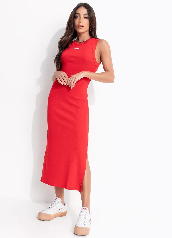 Colcci - Vestido Canelado Vermelho