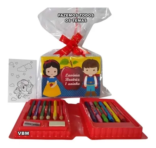 Lembrancinha Estojo Maleta De Pintura Branca De Neve 15un