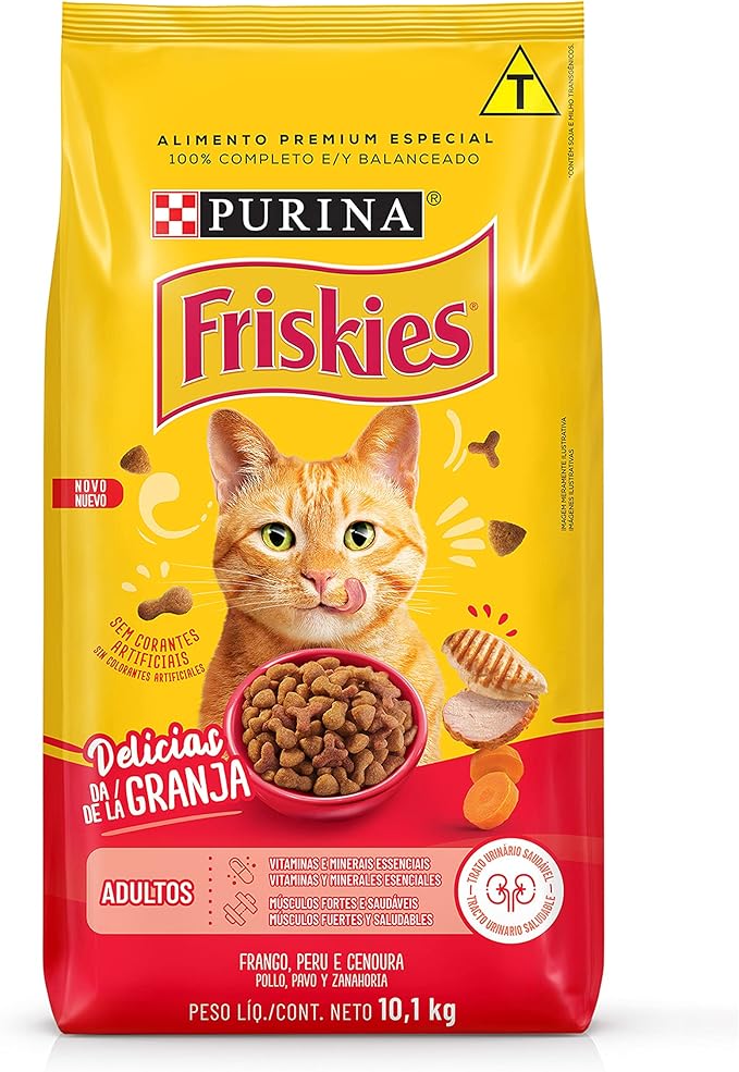 Purina Ração Friskies Delícias Da Fazenda Para Gatos Adultos Sabor Frango - 10Kg - Sabor Frango