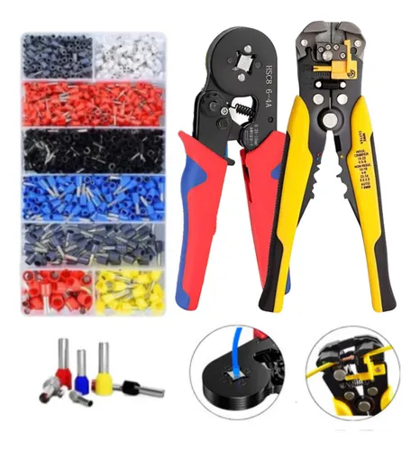 Kit Alicate Crimpar Descascador 1200 Terminais Ilhós Tubular