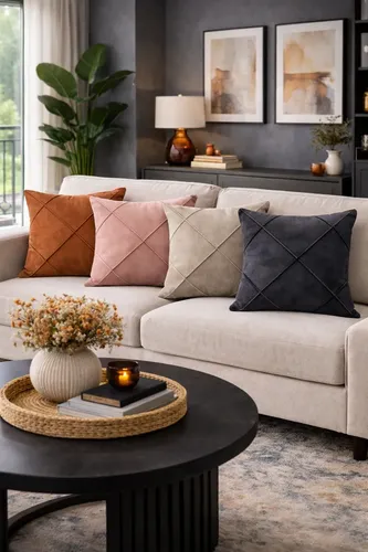 Kit 4 Capa Almofada Suede Drapeada Toque Macio 45x45