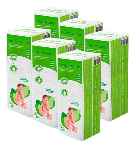 Kit Algodão Bellacotton Quadrado Para Bebê - 6 Pacotes