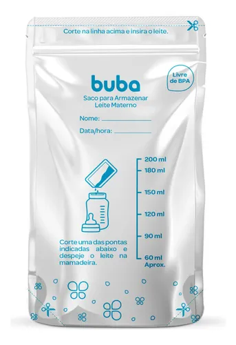 Kit 25 Sacos Para Armazenar e Congelar Leite Materno - Buba