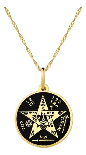Pentagrama Pingente Em Prata Folheada Banho Ouro 18k Talismã