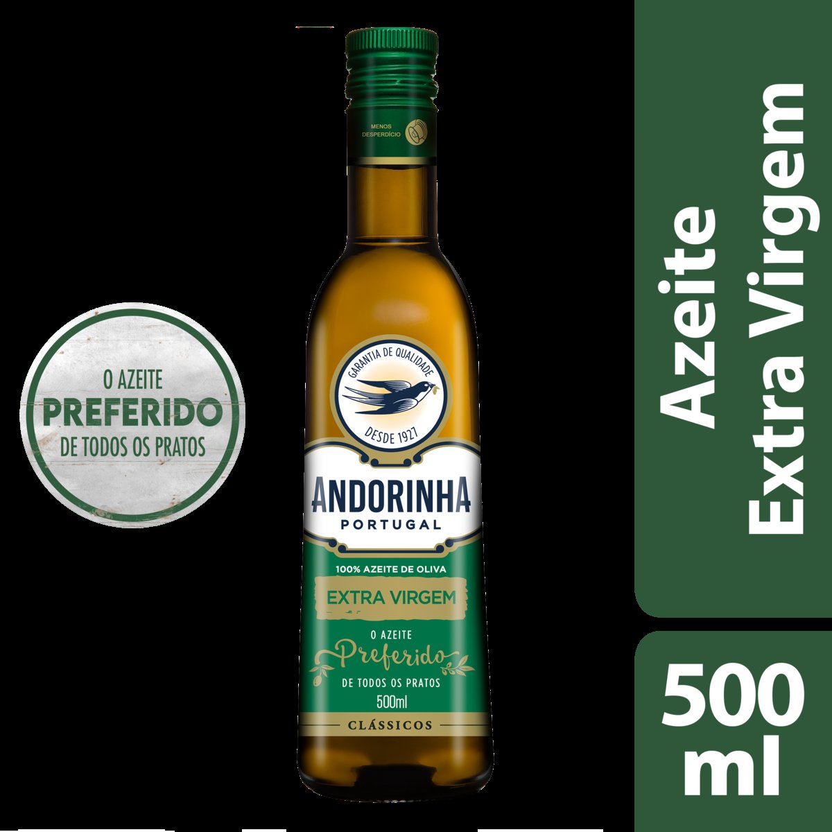 Azeite de Oliva Extra Virgem Português Andorinha Clássicos Vidro 500ml