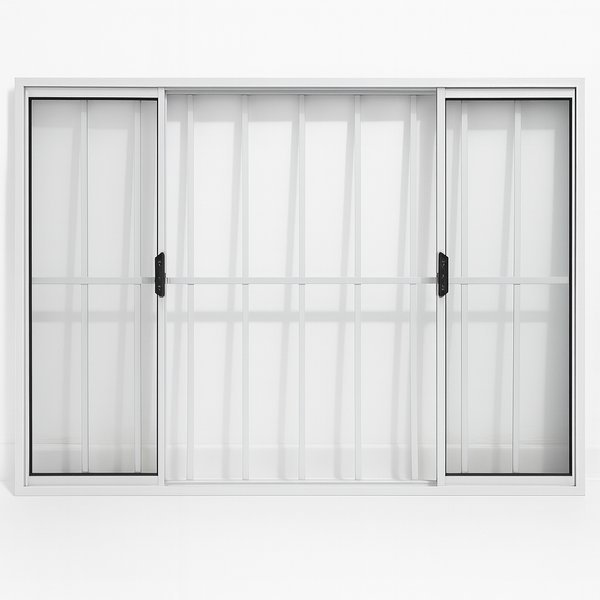 Vitrô 4 Folhas De Correr Aluminio Branco Com Grade 1,00x1,50