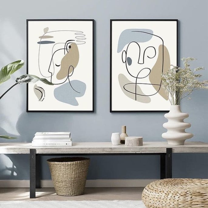 Conjunto 2 Quadros Decorativos Escandinavos Silhuetas Lindos