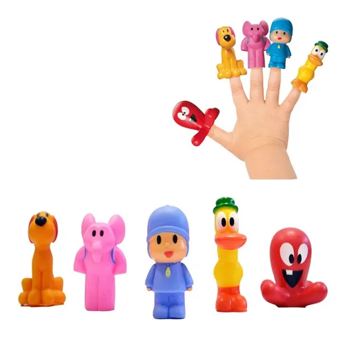 Kit 5 Bonecos Vinil Pocoyo Miniatura Dedoche Original