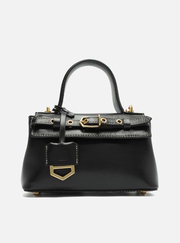 Tiracolo Preta Couro Pequena Bag Charm Victória