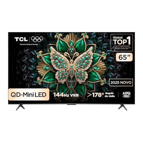 Smart TV 65” TCL 65C6K 4K QD-Mini Led 144Hz com Sistema Operacional Google TV