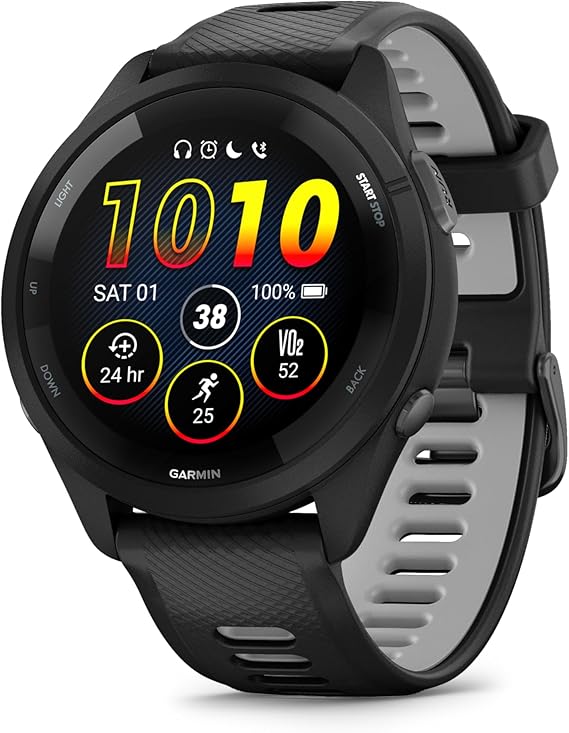 Garmin Smartwatch de corrida Forerunner 265, tela AMOLED colorida, métricas de treinamento e informações de recuperação