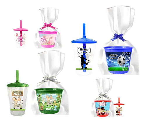 Lembrancinha 10 Balde De Pipoca + 10 Copo Personalizado
