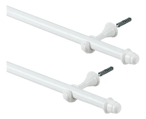 Kit Completo Varão Simples 2 Metros 19mm Para Cortina Cor Branco