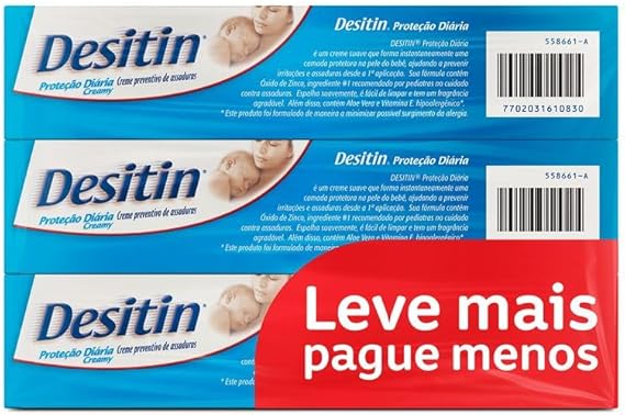 Desitin Creme Preventivo De Assaduras Proteção Diária Creamy, Kit com 3 Unidades de 113g