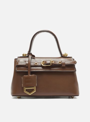 Tiracolo Marrom Couro Pequena Bag Charm Victória