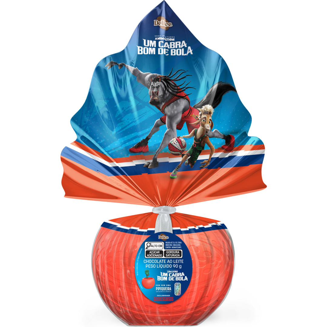 Ovo de Páscoa Delice GOAT Infantil Chocolate ao Leite 90g com Pipoqueira com Cestinha de Basquete