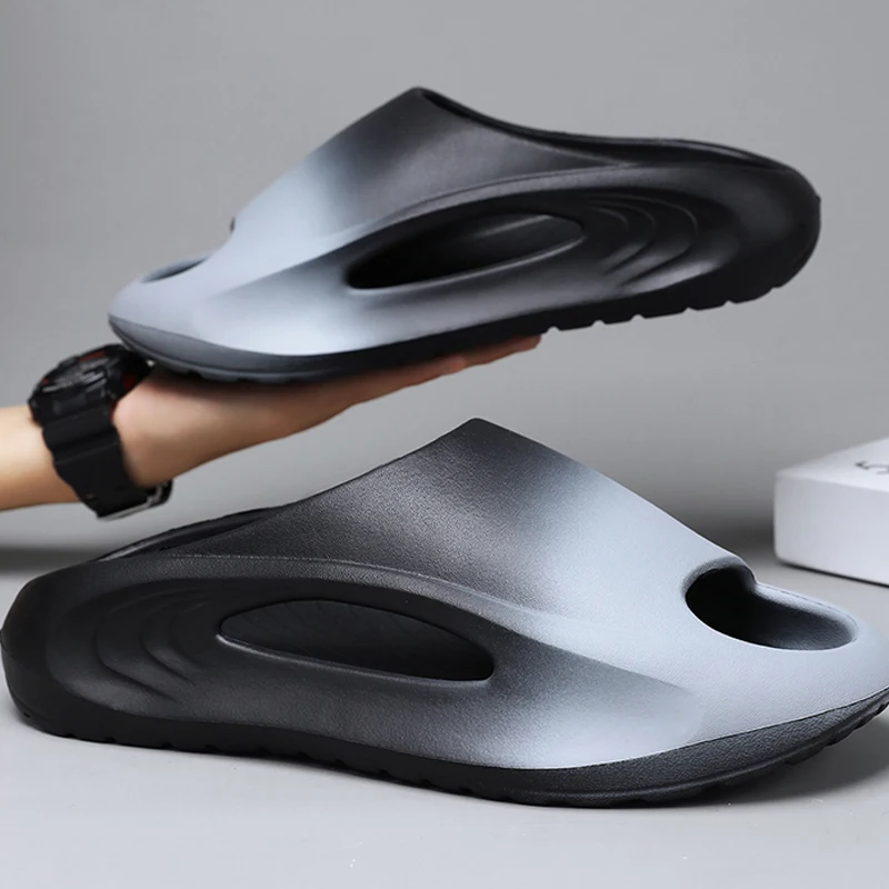 Comwarm novos chinelos esportivos de verão masculino moda fundo grosso eva slides macio oco unisex sandálias esportivas antiderrapantes praia slides