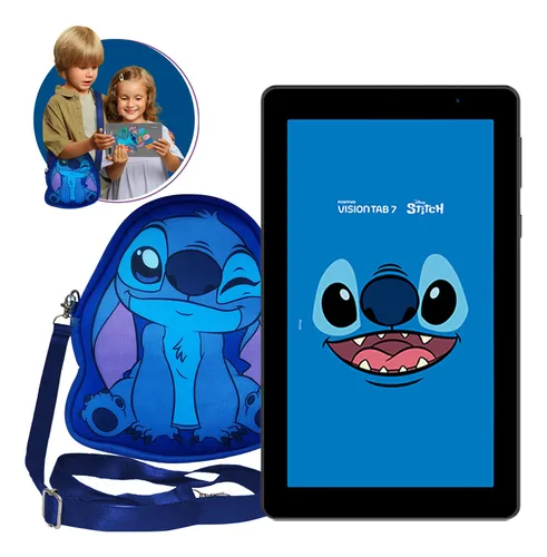 Tablet Infantil Stitch Positivo Vision Tab 7 - Processador Octa-Core 3GB RAM 64GB Armazenamento, Tela 7 IPS, Bateria 3100mAh, Android 14 GO, Wi-Fi - Inclui Capa de Proteção e Capa de Transporte