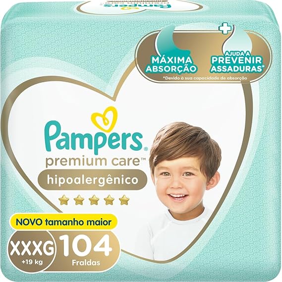 Fralda Pampers Premium Care Tamanho XXXG 104 Unidades