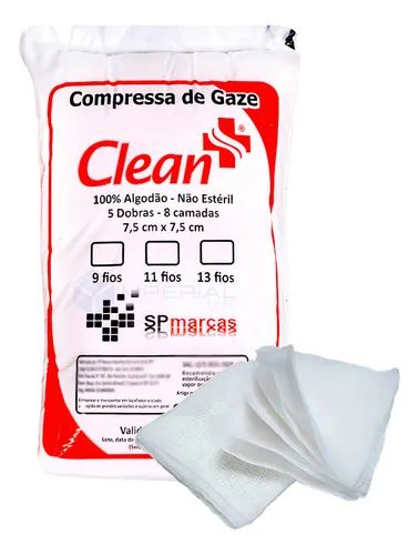Compressas De Gazes 13 Fios Com 500 Unidades Pacote Curativo