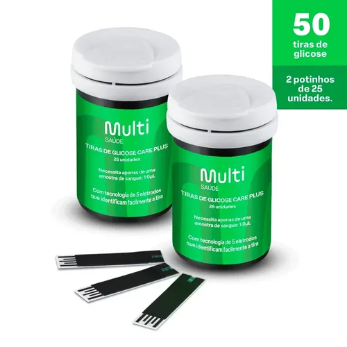 Tiras De Glicemia Care Plus Caixa Com 50un Multi Saúde Hc489 Cor Preto