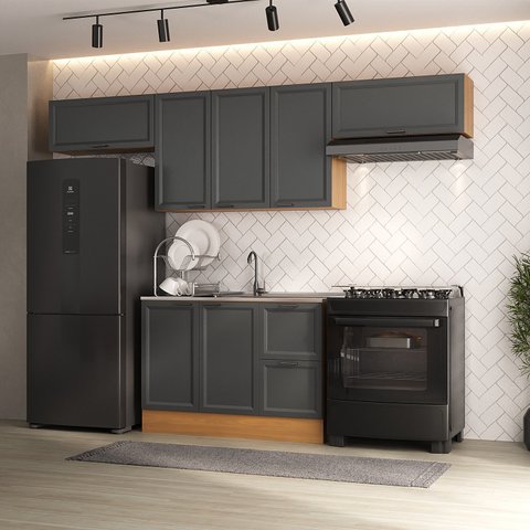 Armário de Cozinha Completa de Canto 100% Mdf 447cm Frentes Branco Smart Madesa 02