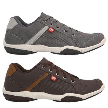 Kit 2 Pares Sapatênis Masculino Tênis Casual Confortável - Marrom+Cinza